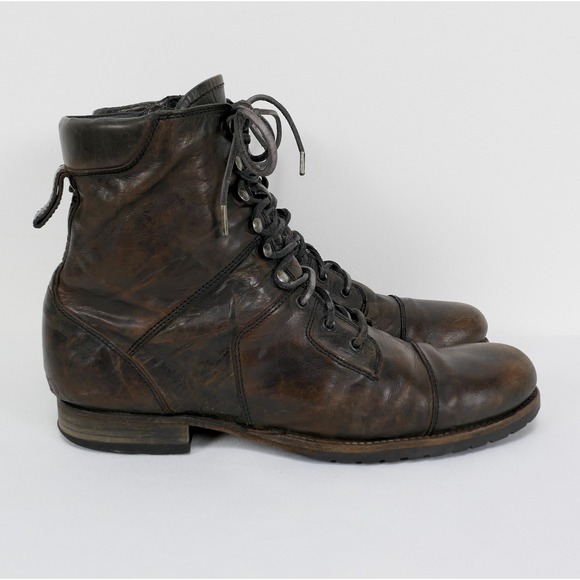 Allsaints Distressed 7" Side Zip Leather Boots Men's 10 Combat Biker *READ* - Picture 6 of 16